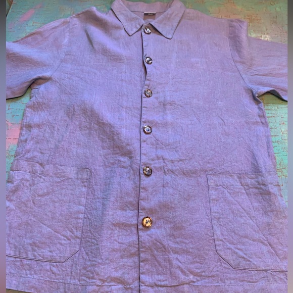CP SHADES SAUSALITO TUNIC SHIRT JACKET OVERSIZED S HAND-DYED VTG USA BLUE PURPLE - Picture 5 of 10